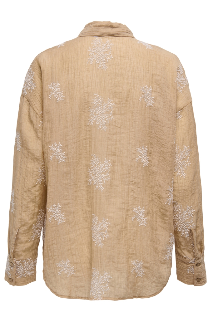 JDYTHEO L/S EMBROIDERY LOOSE SHIRT 15352650 LATTE/FLOWER EMB
